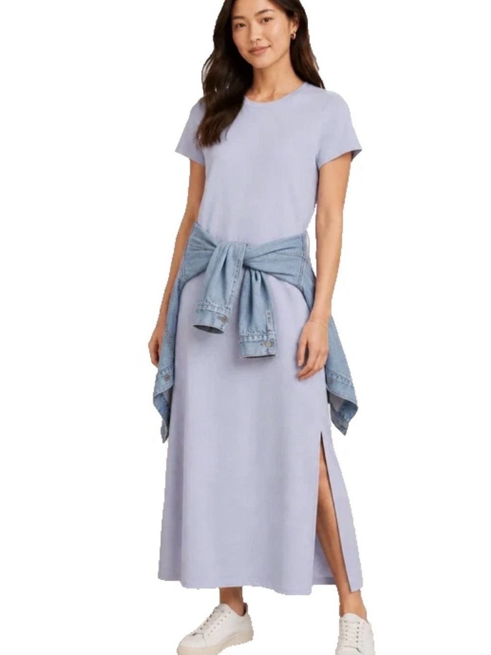 NEW Spanx AirEssentials Pullover T-Shirt Maxi Dress   Sz Large Himalayan Cloud